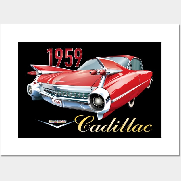 1959 Cadillac Wall Art by funkymonkeytees